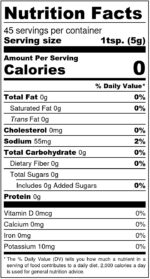 hot sauce nutrition facts