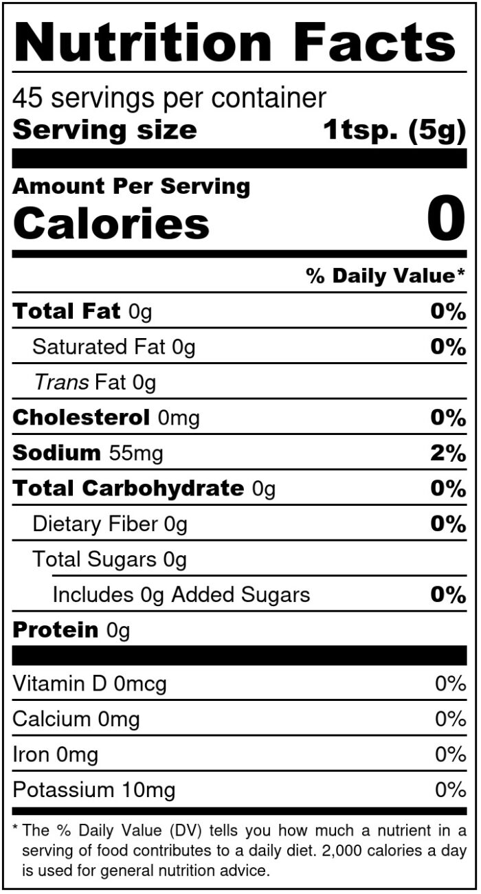 hot sauce nutrition facts